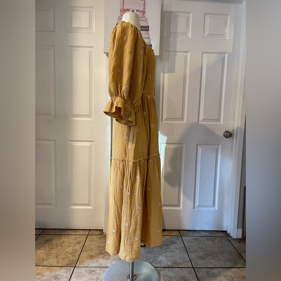 PIPER & SCOOT FLORAL MUSTARD MAXI DRESS SIZE M - Picture 5 of 8